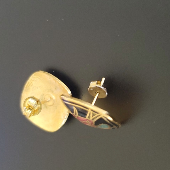 Vintage Retro Floral Earrings Gold-tone - Picture 5 of 7